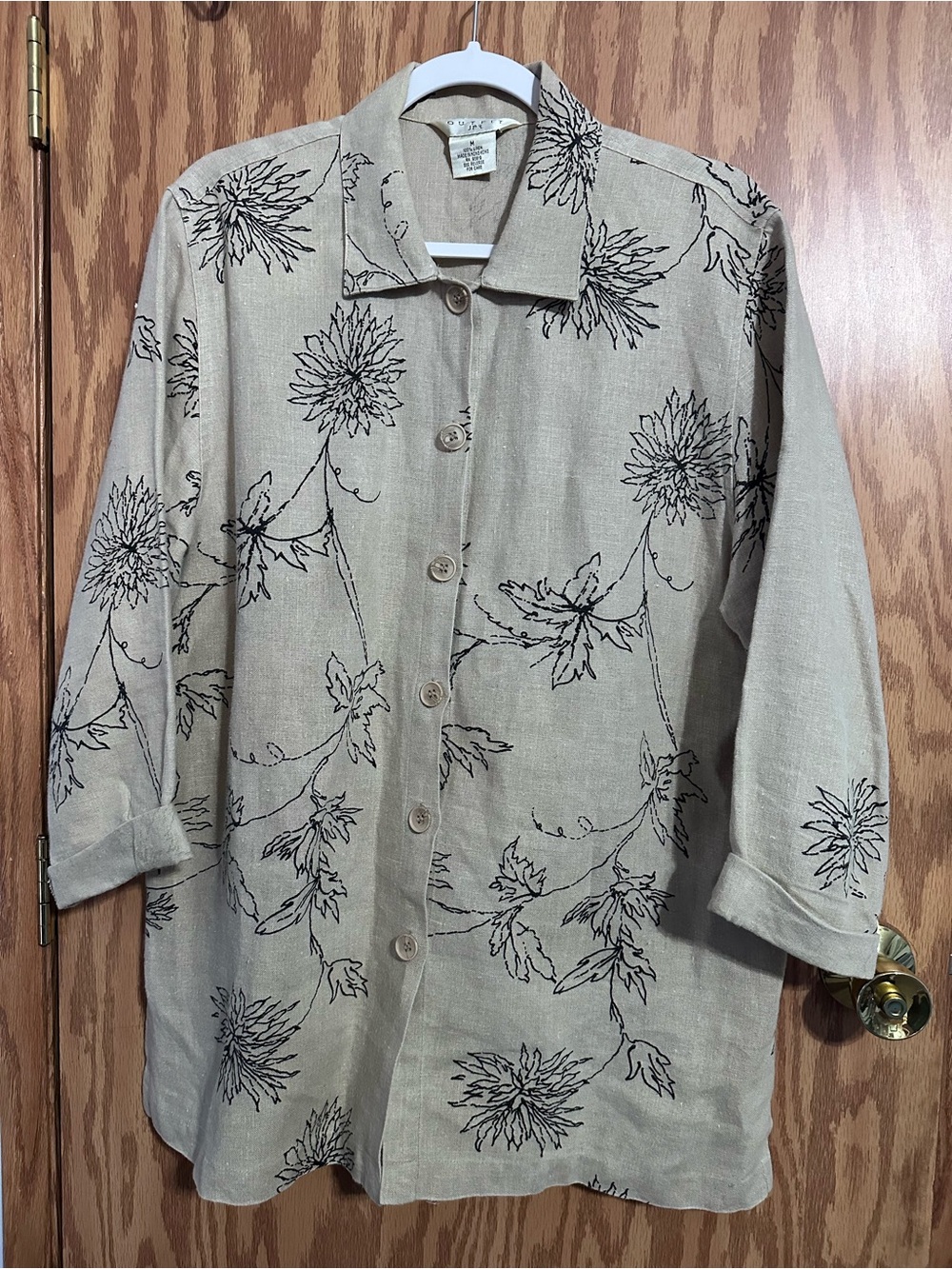 Vintage Outfit JPR 100% Linen Floral Button-Front Shirt Jacket Size Medium